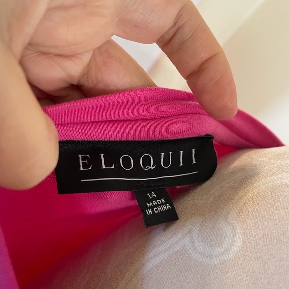 Eloquii Hot Pink Liberty Cross Front Tie Waist Midi Dress - Picture 5 of 5